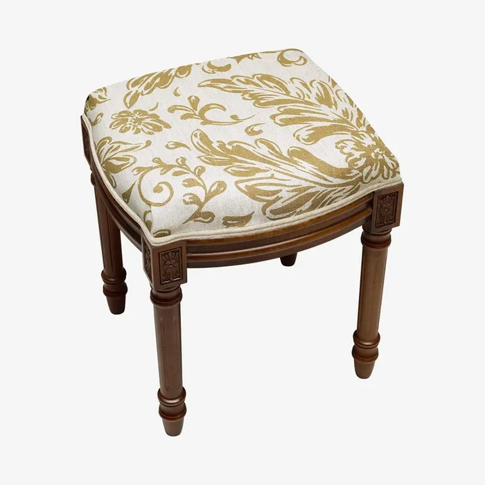 Louis XVI Vanity Stool – Tan – Linen – Tuscan by 123Creations