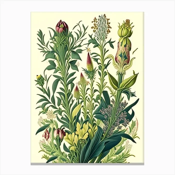 Lysimachia Floral 1 Botanical Vintage Poster Flower Canvas PrintPP by Petal Palette