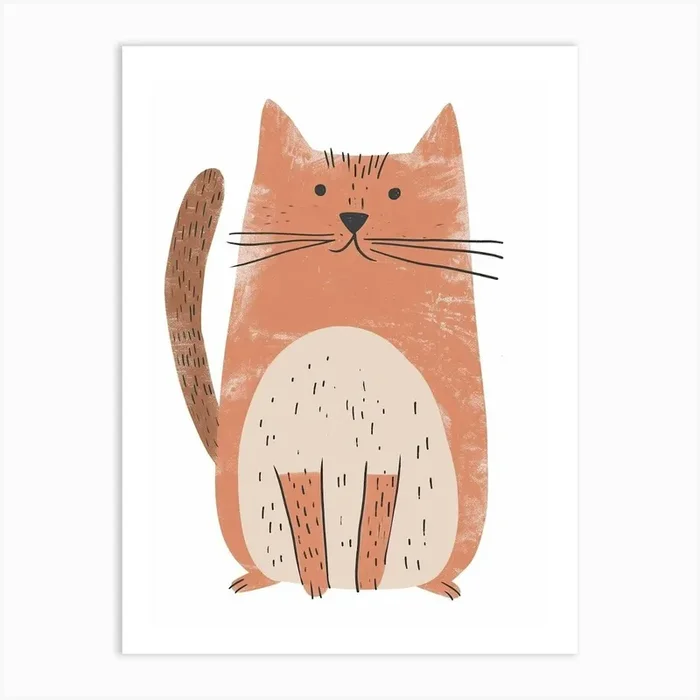 Manx Cat Clipart Illustration 2 Art Print by Woof and Whiskers