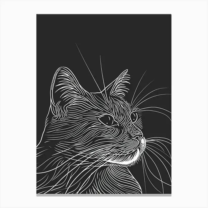 Manx Cat Minimalist Illustration 2 Canvas Print by Woof and Whiskers
