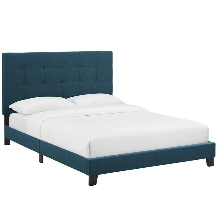 Mariah Queen Tufted Button Upholstered Fabric Platform Bed