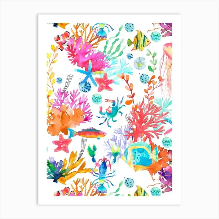 Marine Sea Animals Art Print by Ninola Design