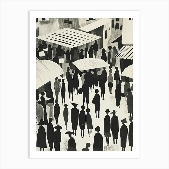Market Art Deco Illustration Art Print by Artful Appetite