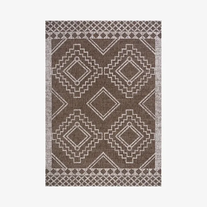Marokko Diamond Tribal Medallion Indoor / Outdoor Area Rug – Brown / Beige by JONATHAN Y