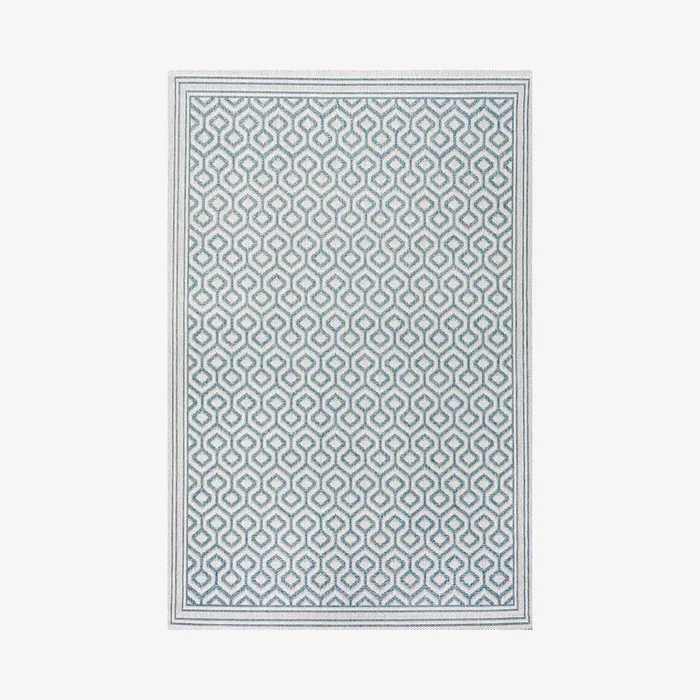 Marvao Diamond Trellis Indoor / Outdoor Area Rug – Teal / Gray by JONATHAN Y