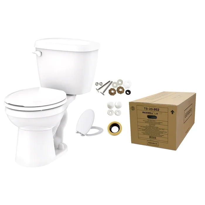 Maxwell® 1.28 gpf 12” Rough-In “Toilet-In-A-Box” Round Front Toilet