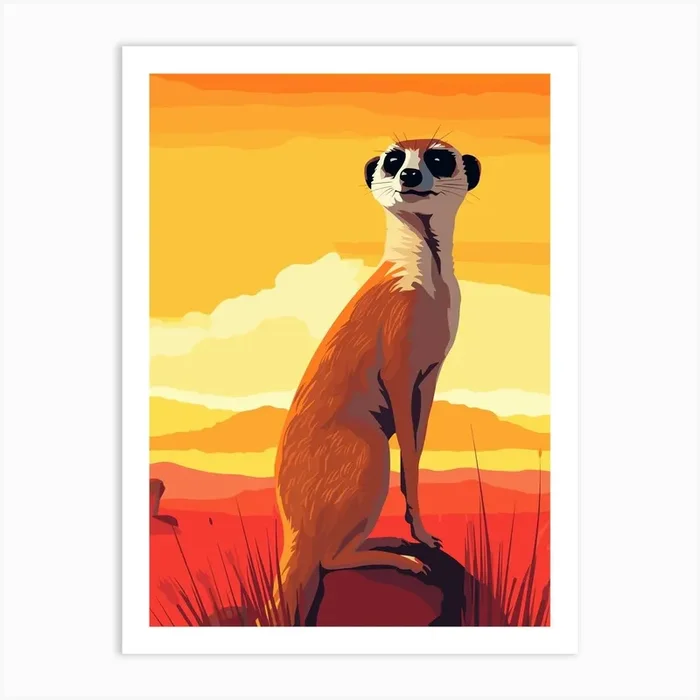 Meerkat in Savana Art PrintS by SuperNova