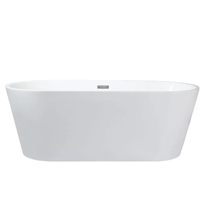 Melina 59 in White Freestanding Acrylic Flatbottom Soaking Bathtub