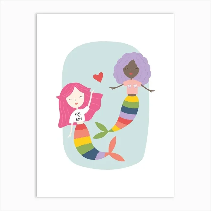 Mermaid for Each other. Pride Art PrintF by Foxandbirdstudio