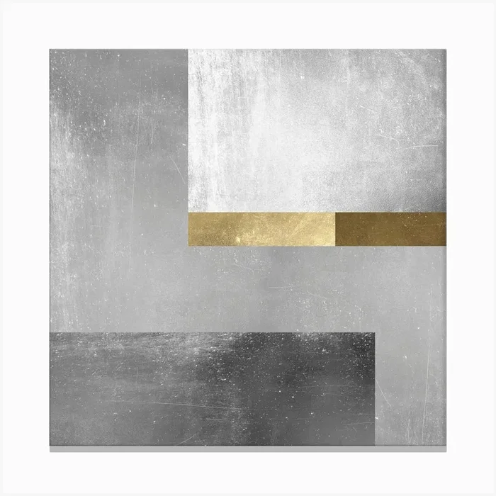 Metal and gold geometry 1 Canvas Print by Vitor Costa
