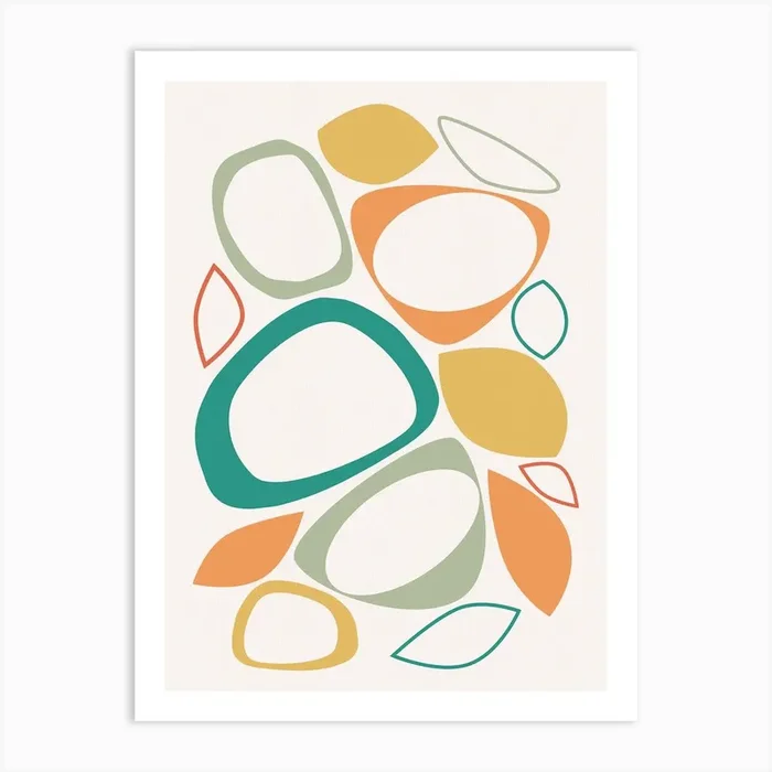 Mid Century Abstract Shapes 8 Art Print by tramasdesign
