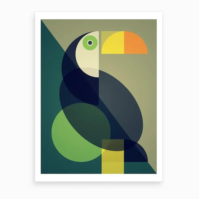 Mid Century Geometric Toucan Nursery Art Print by Cloud Cuckoo Design