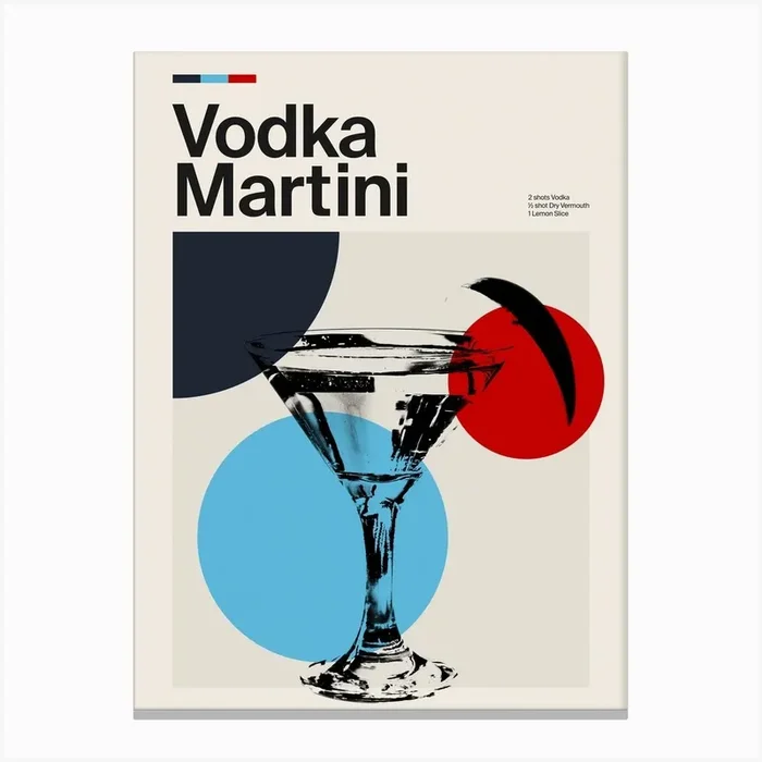 Mid Century Vodka Martini Cocktail Canvas Print by Urban Print Studio
