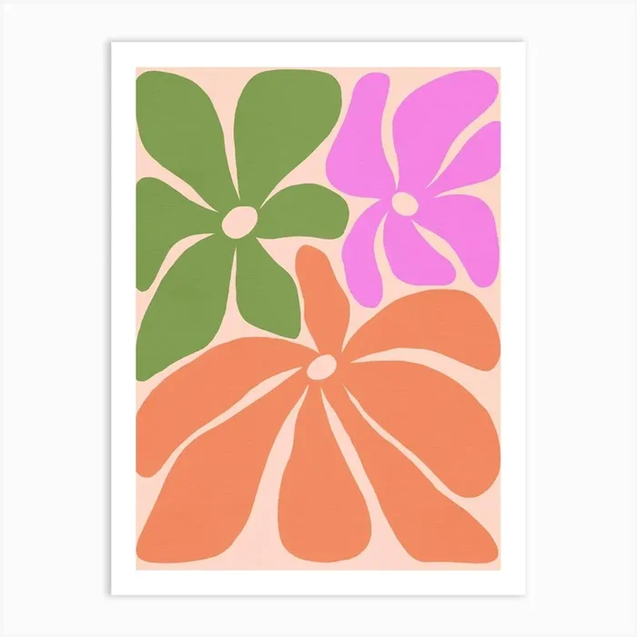 Minimal Boho Floral trio Matisse 1/2 Art Print by Dominique Vari