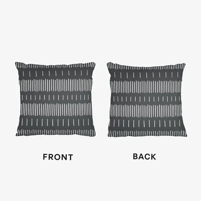 Minimalist Black and White Linear Pattern Print Cushion by KookiePixel