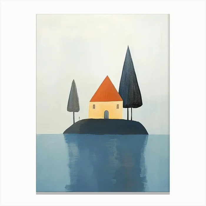 Minimalist House On An Island Canvas Print by Silent Canvas