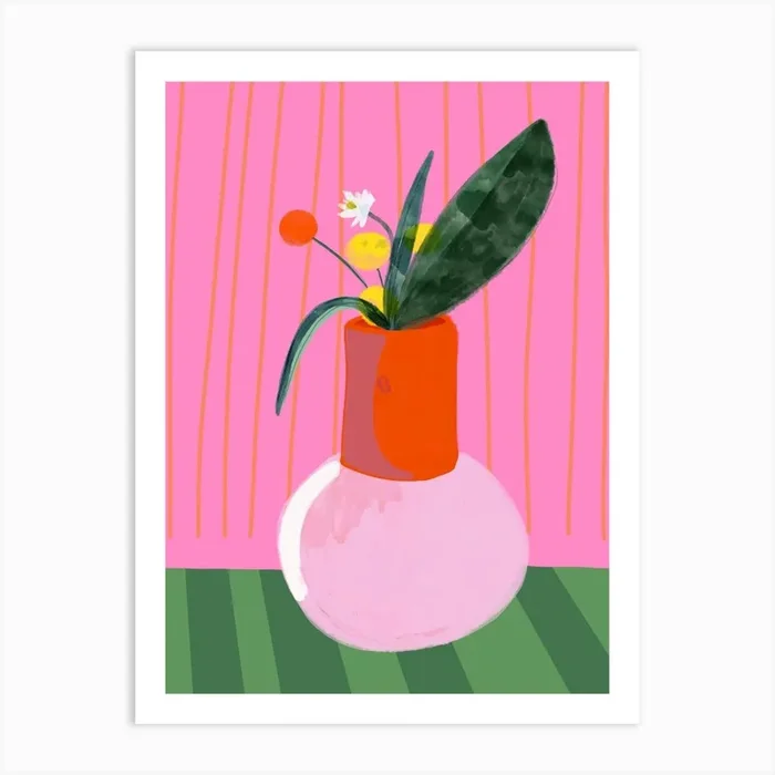 Mio Vaso Pinky Love Art Print by Hej Ibiza by Ute Arnold