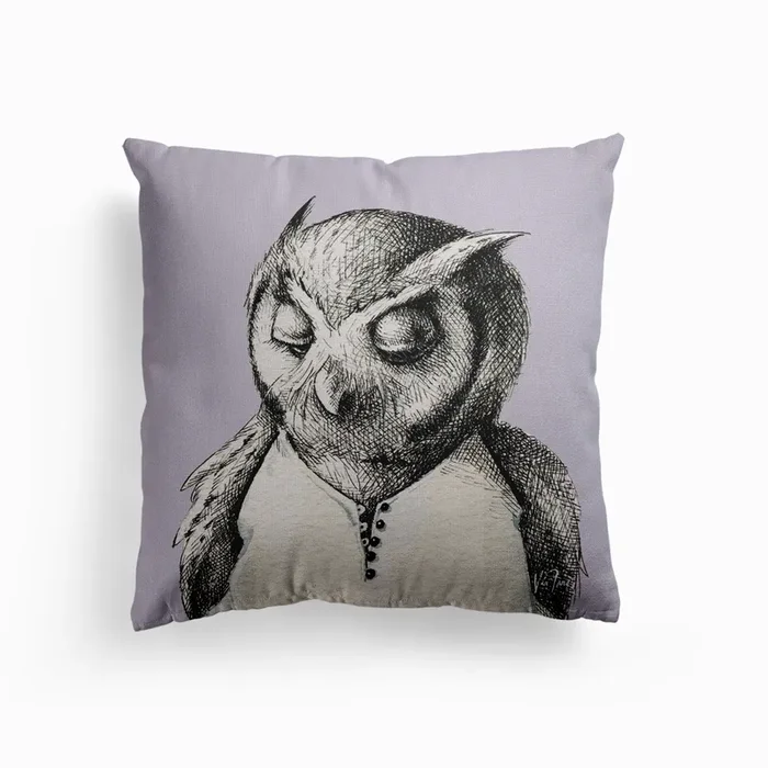 Miss Owl In Jumpsuit Canvas Cushion by Via Fang