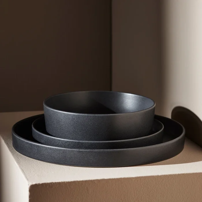 Modan Stoneware Dinnerware Set – Charcoal