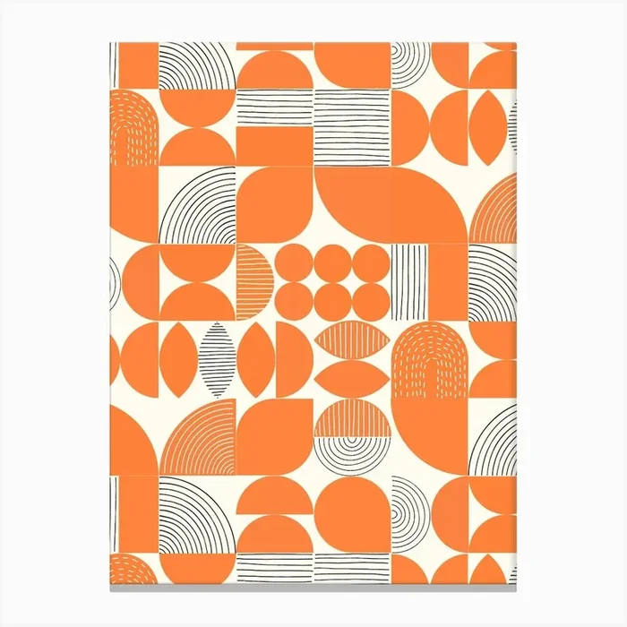 Modern Art Geometric Shapes Orange White Black 1 Canvas Print by Sandra Hutter Designs