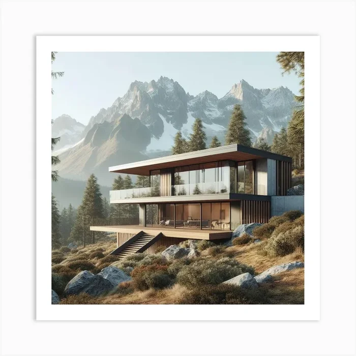 Modern house at mountains Art Print by Czech mountains artist