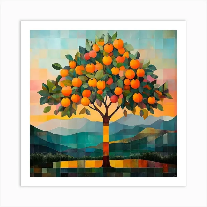 Modern Orange Tree 4 Art PrintSC by S.K. Coghlan
