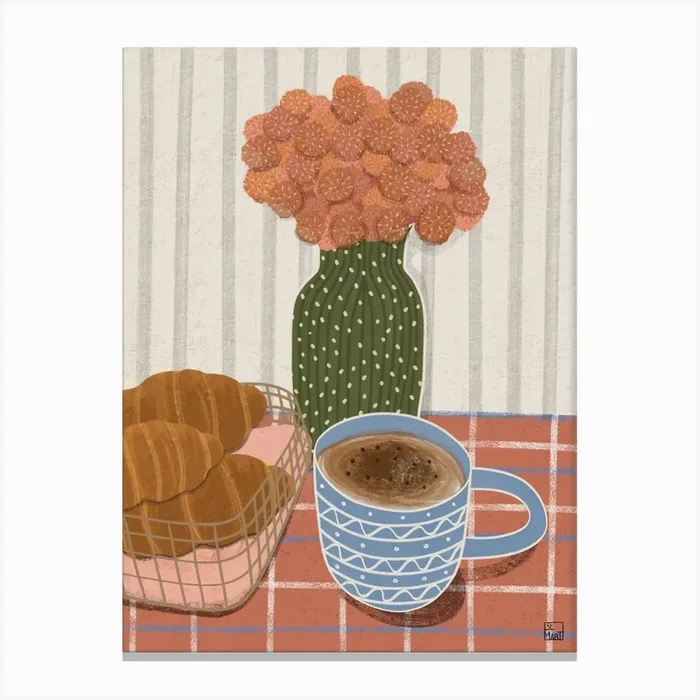 Monday Is Better With Croissants Canvas Print by Be Martt