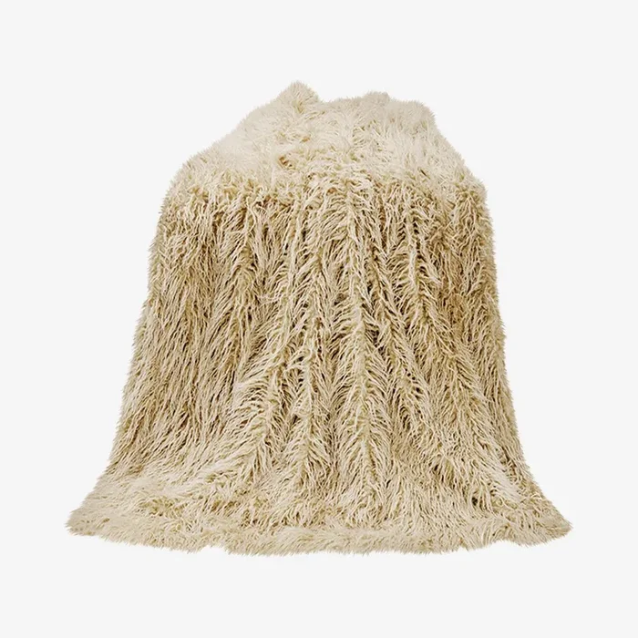 Mongolian Faux Fur Throw – Cream by HiEnd Accents