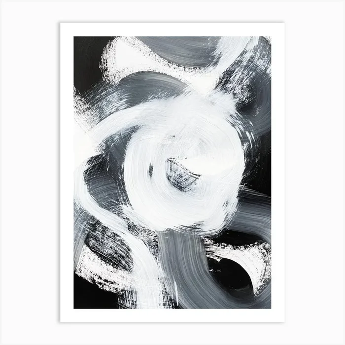 Monochrome Abstract Art Print by Fikl Studio