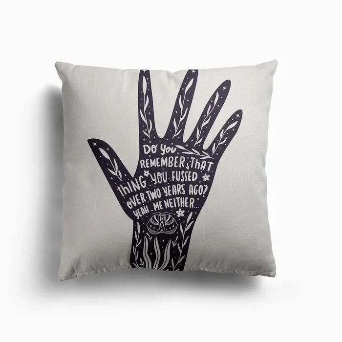 Monochrome Hand Lettering Drawn On A Hand Canvas Cushion by BlueLela