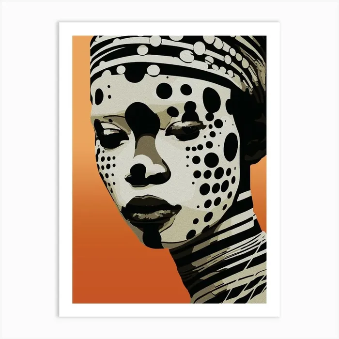 Monochrome Tribal Woman Portrait Art Art Print by Ramy Hefny Gallery