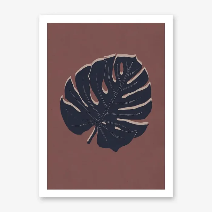 Monstera Brick and night Art Print by Elena Veronese