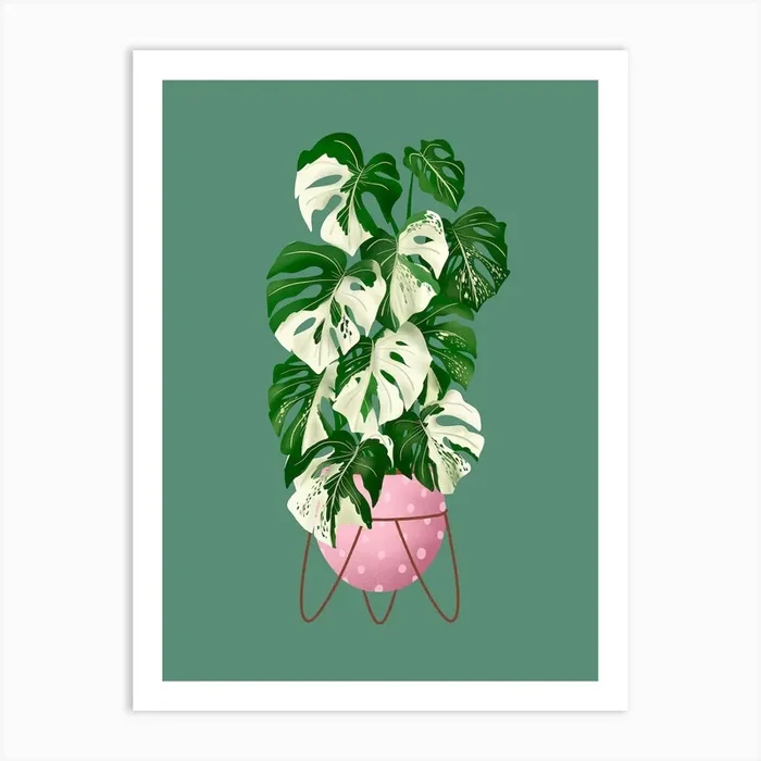 Monstera Variegated Art Print by Gush Art Studio