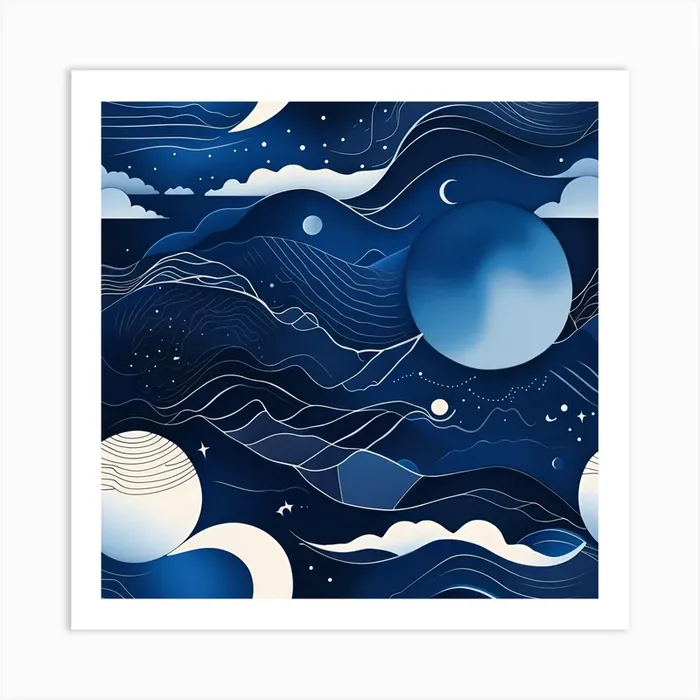 Moon And Stars Art PrintDD by Diggit Designs
