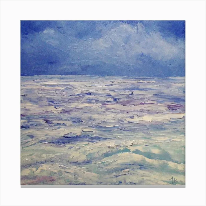 Moonlight Offshore Square Canvas Print by Angeles M Pomata