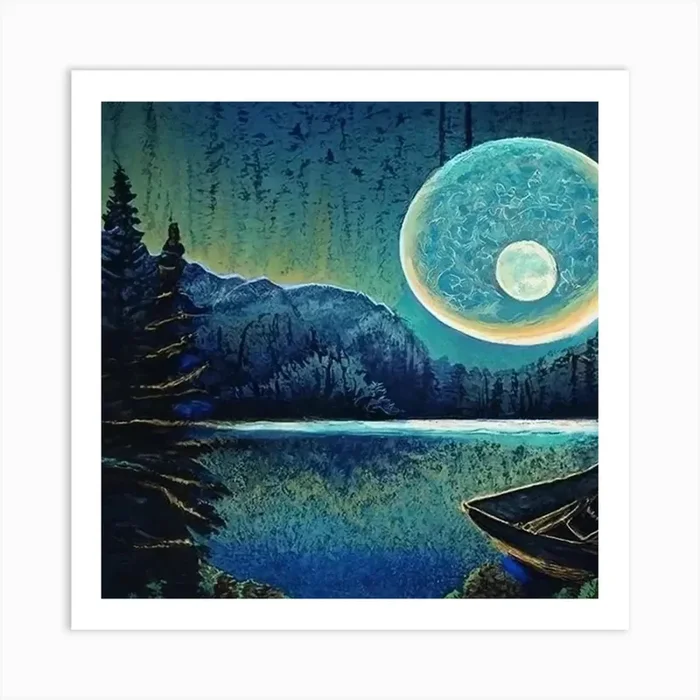 Moonlight Over The Lake Art Print by Super_Art