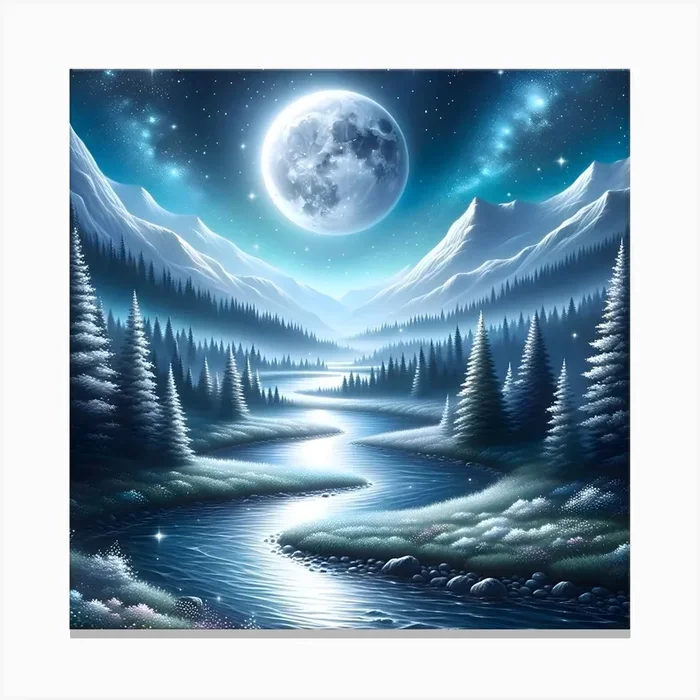 Moonlight River Canvas Print by DigitalDoodle