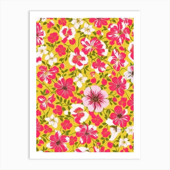Morning Glory Floral Print Retro Pattern 2 Flower Art PrintPP by Petal Palette