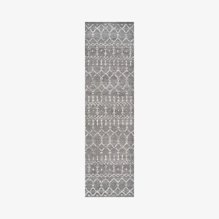 Moroccan Hype Boho Vintage Diamond Runner Rug – Grey / Ivory by JONATHAN Y