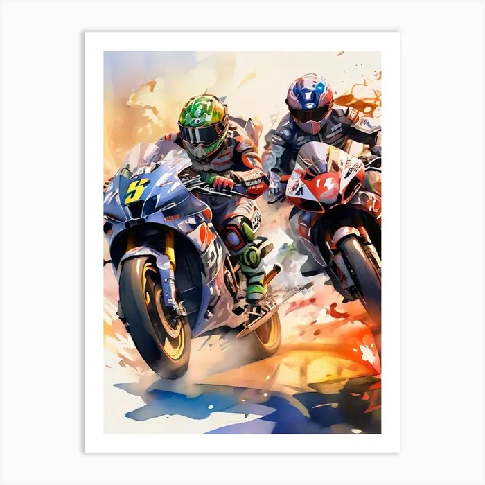 Motorcycle Racers 1 Art PrintV by viart.