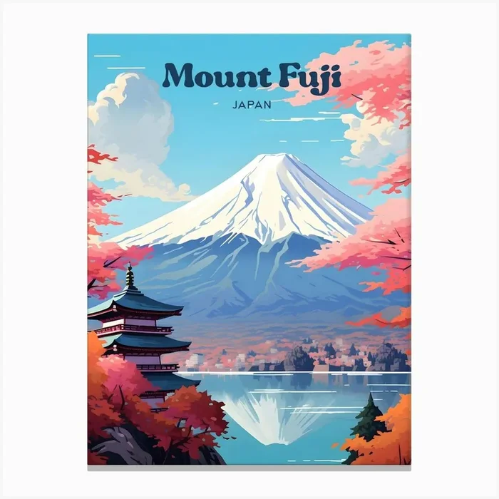 Mount Fuji Japan Adventure Travel Art Canvas Print by Wanderscape Travel Art