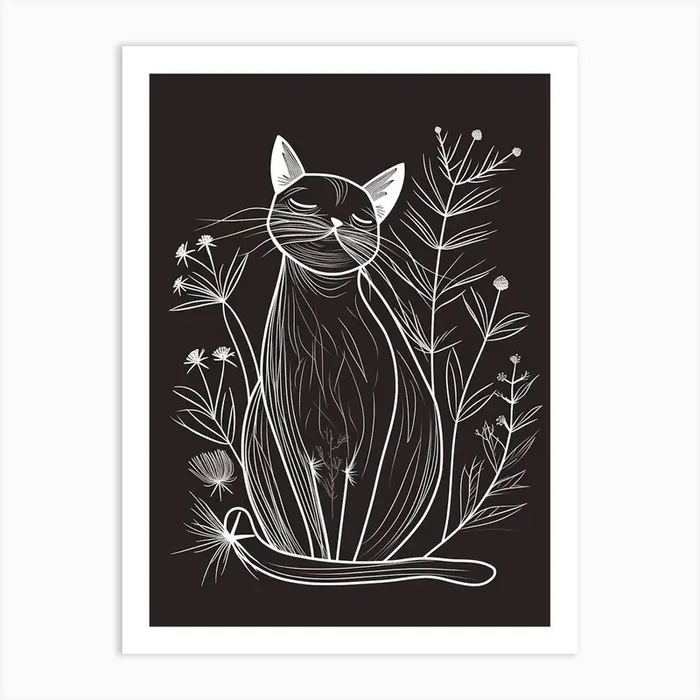 Munchkin Cat Minimalist Illustration 4 Art Print by Woof and Whiskers