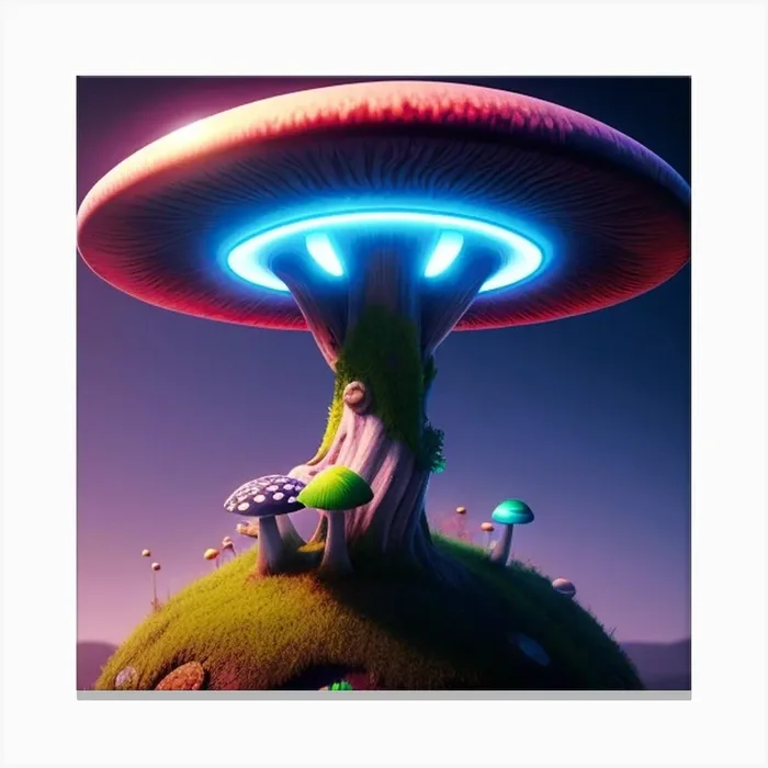 Mushroom In The Sky Canvas PrintR by Robotixs