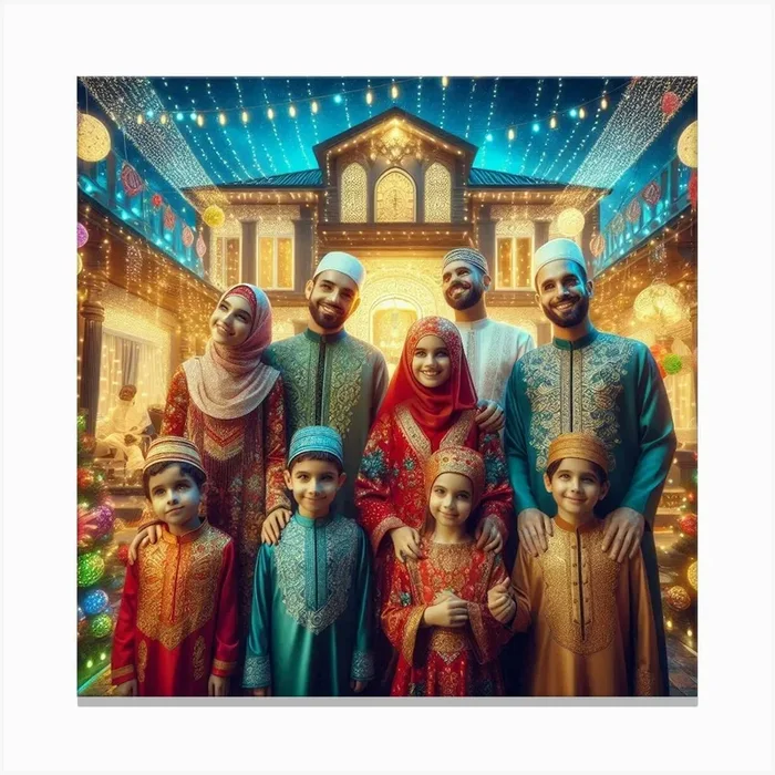 Muslim Family At Christmas Canvas PrintA by Abonaba