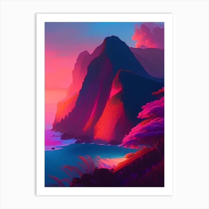 Na Pali Coast Dreamy Sunset Art Print by Breathtaking Sunsets And Sunrises