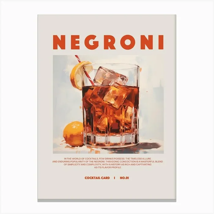 Negroni Cocktail Canvas Print by SplishSplashLab