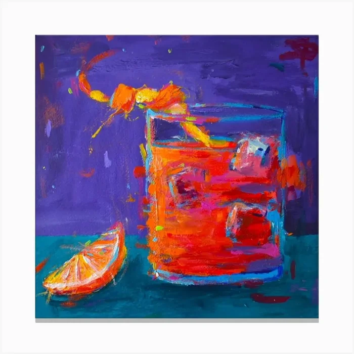 Negroni Cocktail Square Canvas Print by Dawn Underwood