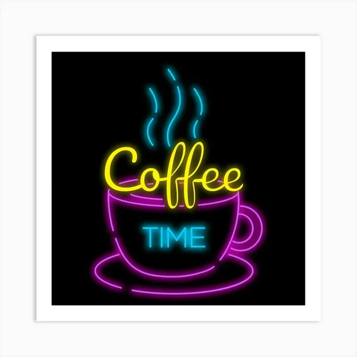 Neon Coffee Time Art Print by Etnousta
