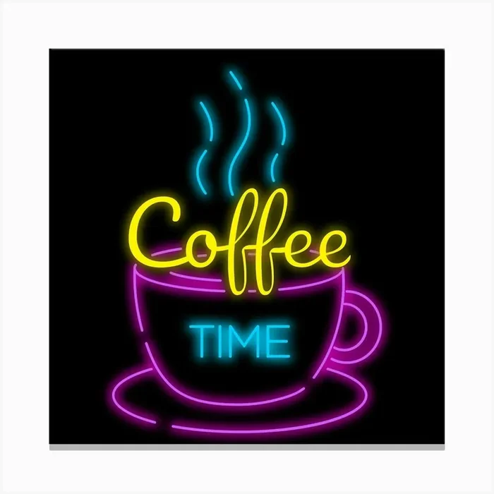 Neon Coffee Time Canvas Print by Etnousta