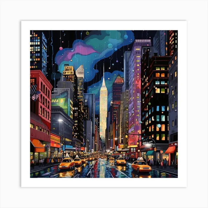 New York City At Night 2 Art Print by Bella Luna